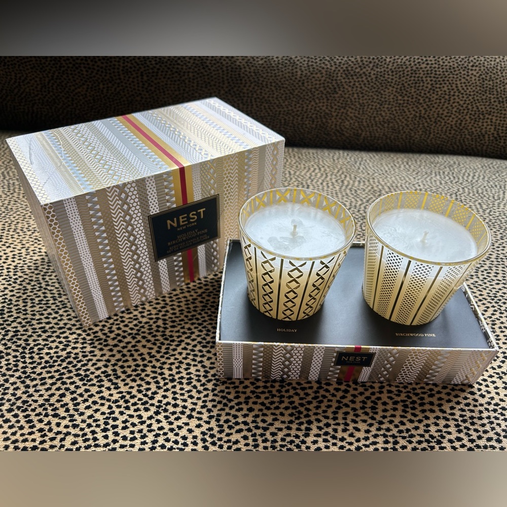 NEST New York Holiday and Birchwood Pine Large Candle Duo Gift Set